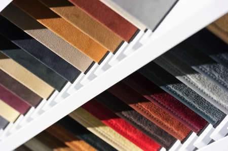 Fabric samples, upholstery and carpet textile examples for car interiorの写真素材