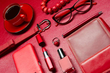 Red woman accessoriesの写真素材