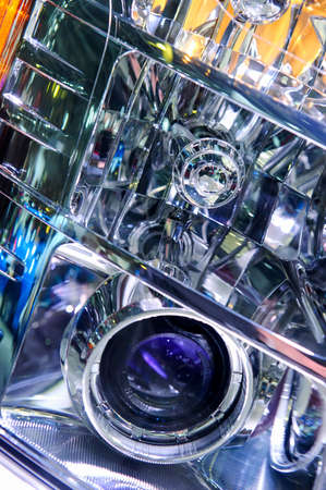 Headlight of big suv, colorful details of car in abstract style, closeupの写真素材