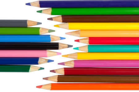 Coloured pencils on white backgroundの写真素材