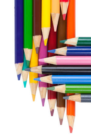 Coloured pencils on white backgroundの写真素材
