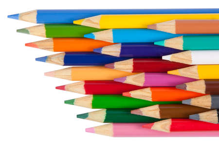 Coloured pencils on white backgroundの写真素材