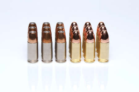 9mm ammo bullets in light backgroundの写真素材