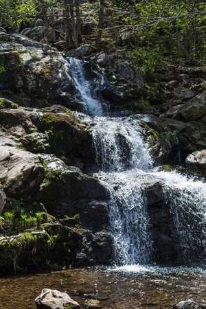 Small waterfall amid Virginia mountain forest  Springの写真素材