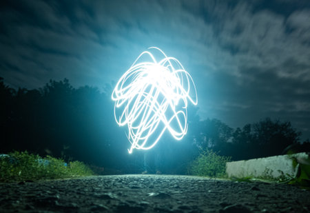 Light Graffiti Slow Shutter Speedの写真素材