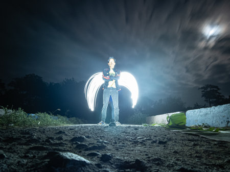 Light Graffiti Slow Shutter Speedの写真素材
