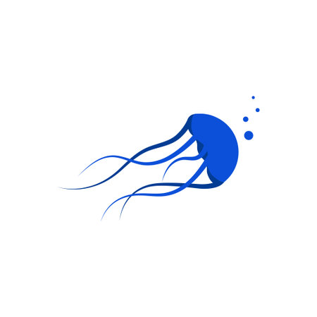 jellyfish logo fresh blue color, modern and simple logo vector EPS formatのイラスト素材