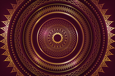 This stunning design features a luxurious Islamic background with a magnificent golden mandala ornament. Perfect for a variety of uses, from wall art to invitation designs and more. Experience the beauty and elegance of traditional Islamic design with a modern twist.のイラスト素材