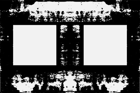 Grunge Black Ink Ornament Square Frame, An Eye-catching Decorative Piece, white background in vector EPS format.のイラスト素材