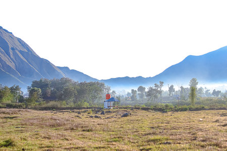 Beautiful mountain landscape in the morning at Ranong province, Thailand.の写真素材