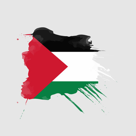 palestine flag in watercolor splash, liberate palestine achieve independence, in vector eps format.のイラスト素材