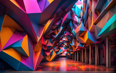 3d rendering of abstract geometric background. Futuristic polygonal design.の素材