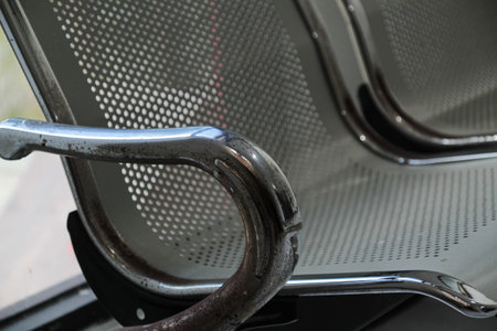 stainless steel waiting chairs indoorsの写真素材