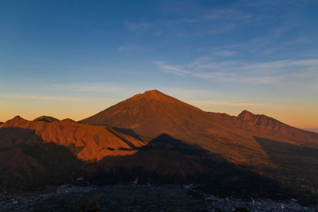 View of Mount Rinjani with sunrise in the morning
