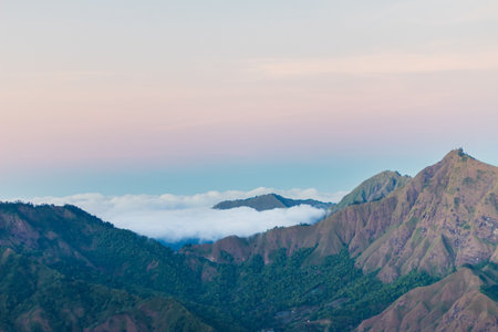 Mountain view in Sembalun village in the morningの写真素材