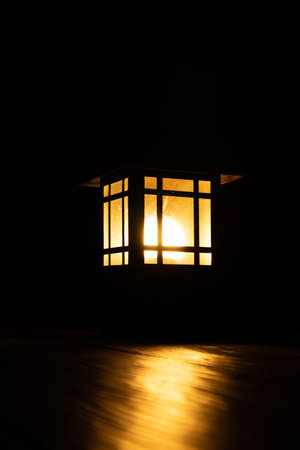 Garden lights that illuminate the darkness with warm lightの写真素材