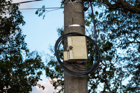 Fiber Optic Network: Essential Infrastructure Overheadの写真素材