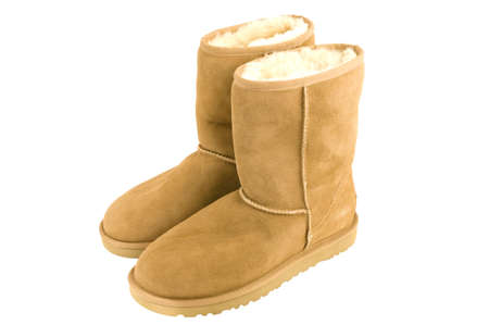 Womens Sheepskin boots isolated on white