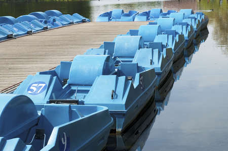 Boating lake in Hyde Park with Pedalosの写真素材