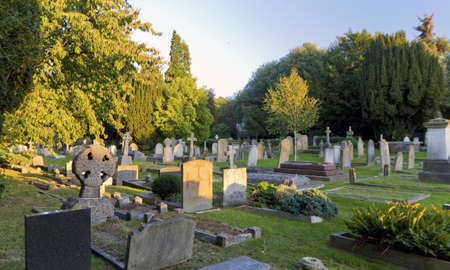 Graveyard at sunset in England