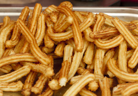 Fried Spanish Churros ready for eatingの写真素材