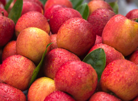 A market stall of fresh applesの写真素材