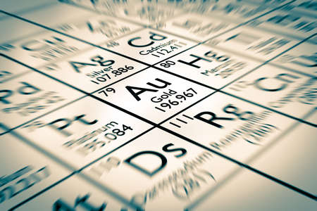 A illustration of one magic chemical elements from the Mendeleev periodic table: king gold !の写真素材