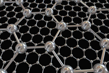 3D illustration of Graphene atomic structure - nanotechnology background illustrationの写真素材