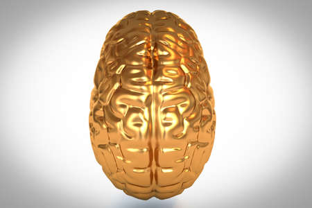Gold human brain topviewの写真素材