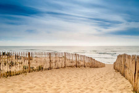 Path to beautiful beach, Lacanau, Franceの写真素材