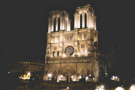 Notre Dame Cathedral desaturated look in Paris, Franceの写真素材