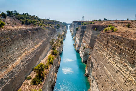 Corinth channel in Greece view on Aegean Seaの写真素材