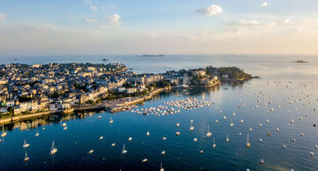 Aerial view of Dinard harborの写真素材