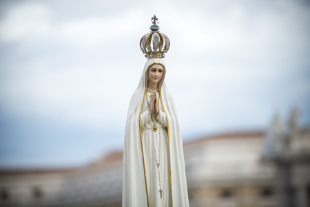 Vatican City, October 08, 2016: Statue of Our Lady of FÃ¡tima during a Marian Prayer Vigil in St. Peter's Square at the Vatican.のeditorial素材