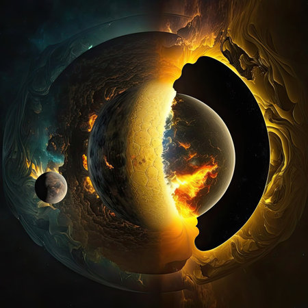 Planets and galaxy, science fiction wallpaper. Beauty of deep space. Billions of galaxies in the universe Cosmic art backgroundの素材