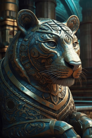 Lion statue in London, United Kingdom. 3d render.の素材