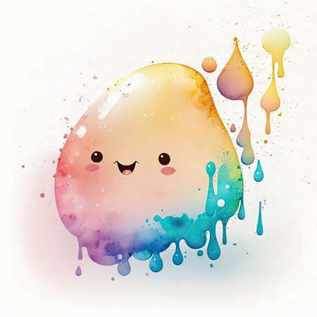 Watercolor Easter egg with watercolor splashes. Vector illustration.の素材