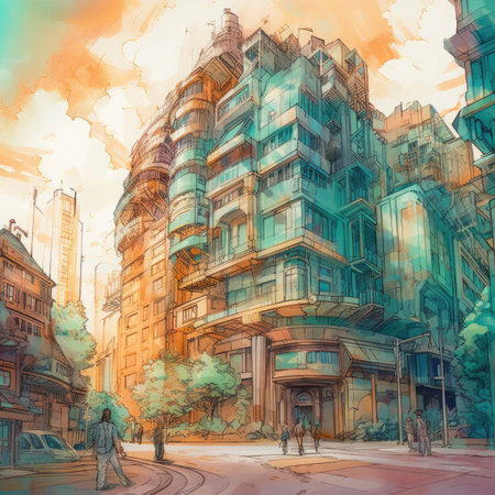 Street view of buildings in London.の素材