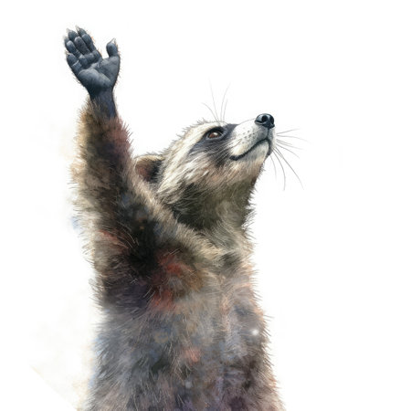 Raccoon isolated on a white background. 3d illustration.の素材