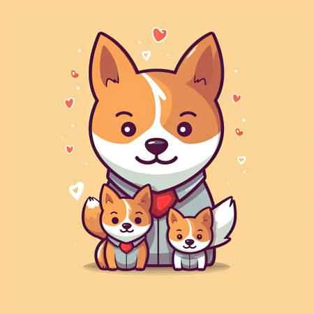 Cute dog and cat in love. Vector illustration in cartoon style.の素材