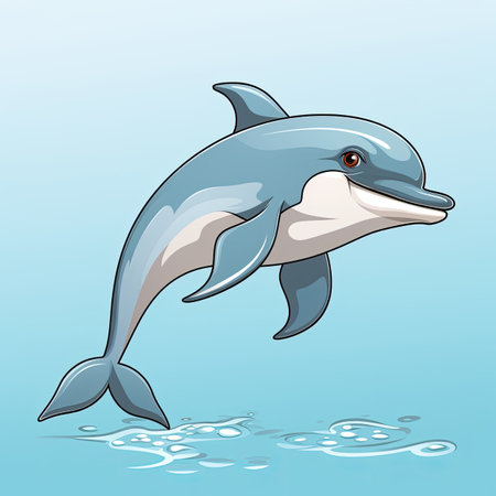 Dolphin jumping out of the water. Vector illustration of a cartoon dolphin.の素材