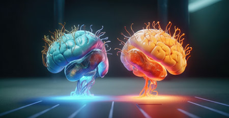 Human brain and nervous system. 3d illustration. Brainstorming conceptの素材