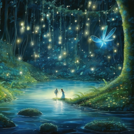 Beautiful fairy tale scene with a pair of lovers in the forestの素材