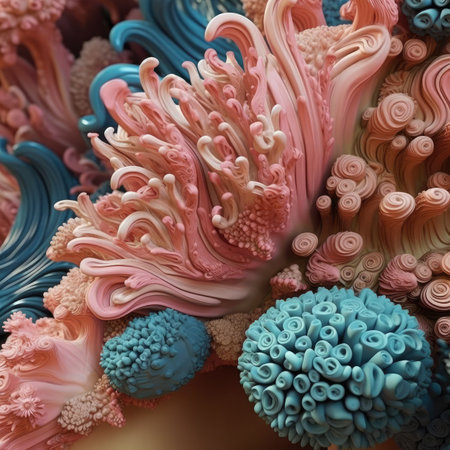 Beautiful underwater world with corals and algaeの素材