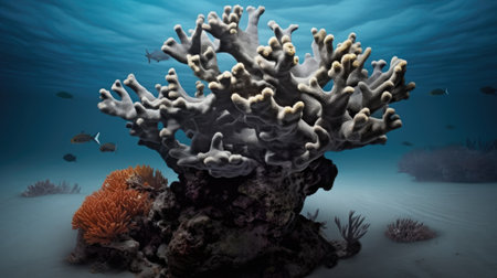 Beautiful underwater world with corals and algaeの素材