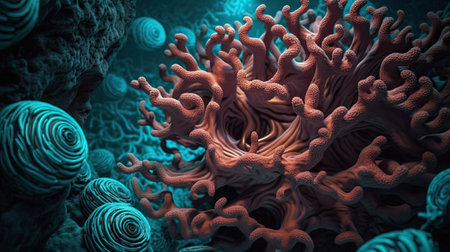 Beautiful underwater world with corals and algaeの素材