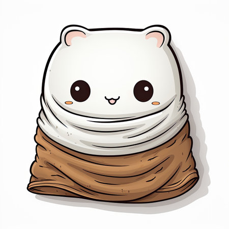 Cute polar bear with a scarf on his head. Vector illustration.の素材