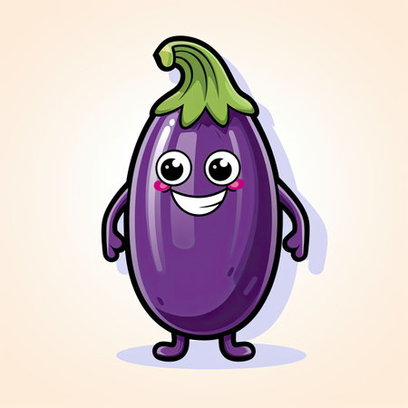 Eggplant vegetable character. Cute cartoon style vector illustration.の素材
