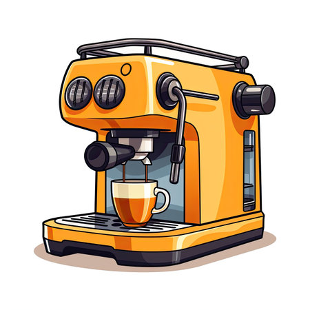 Coffee machine with a cup of coffee. Vector illustration.の素材