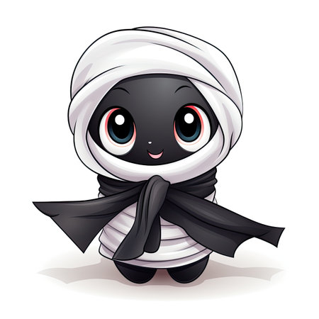 Cute cartoon mummy with black bandana. Halloween vector illustration.の素材